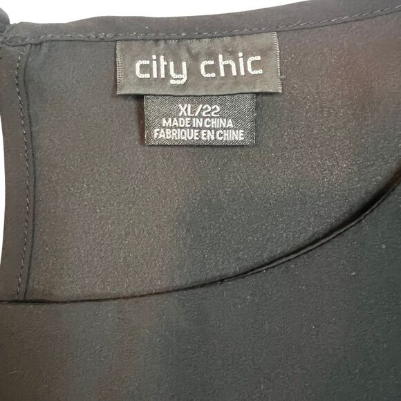 City Chic Blouse Womens 22 Black Boho Cottagecore Crochet Fairy Whimsy Goth Top - Picture 6 of 10